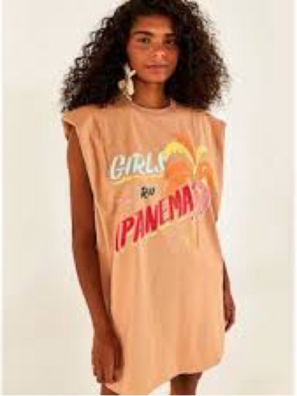 FARM Rio T-Shirt Dress Girls XL Brown Tropical Ipanema Graphic Sleeveless